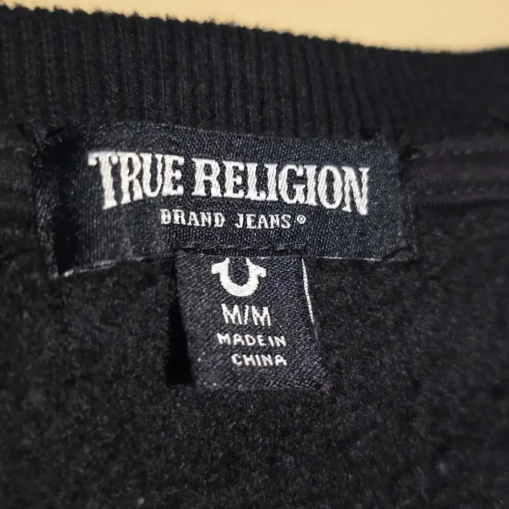 True Religion  Black Logo Sweatshirt Mens Size Medium